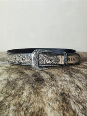 Cinto Country Masculino Ariat Preto Bordado Couro Legítimo