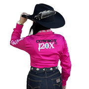 Camisete Feminina Country Manga Comprida Bordada Tx Cowboy 120x