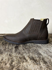 Botina Masculina Country Bico Redondo Couro Genuíno Zebu Gel