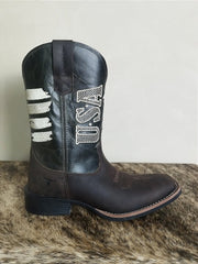 Bota Texana Masculina Texas Rodeo Couro Marrom Escuro USA