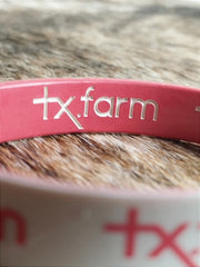 Pulseira Country Texas Farm Silicone Dupla Vermelho e Branco