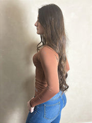Camisa Country Proteção UV Feminina Texanos Boiadeira Marrom