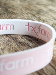 Pulseira Country Texas Farm Silicone Dupla Branco e Rosa
