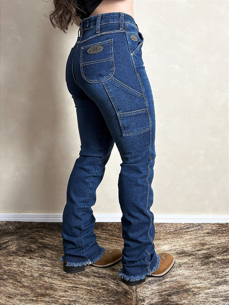 Calça Jeans Country Feminina Flare Vaquejada Lycra Os Boiadeiros