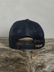 Boné Country Telinha Aba Torta Texanos Trucker Preto Laranja