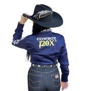Camisete Feminina Country Manga Comprida Bordada Tx Cowboy 120x