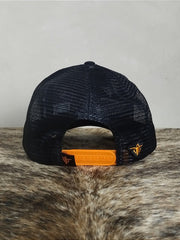 Boné Country Redinha Aba Curva Texanos Trucker Preto Laranja