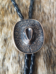 Gravata Country Colar Feminino Ajustável Couro Chapéu