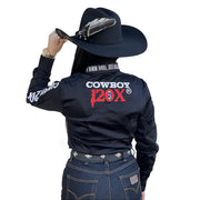 Camisete Feminina Country Manga Comprida Bordada Tx Cowboy 120x