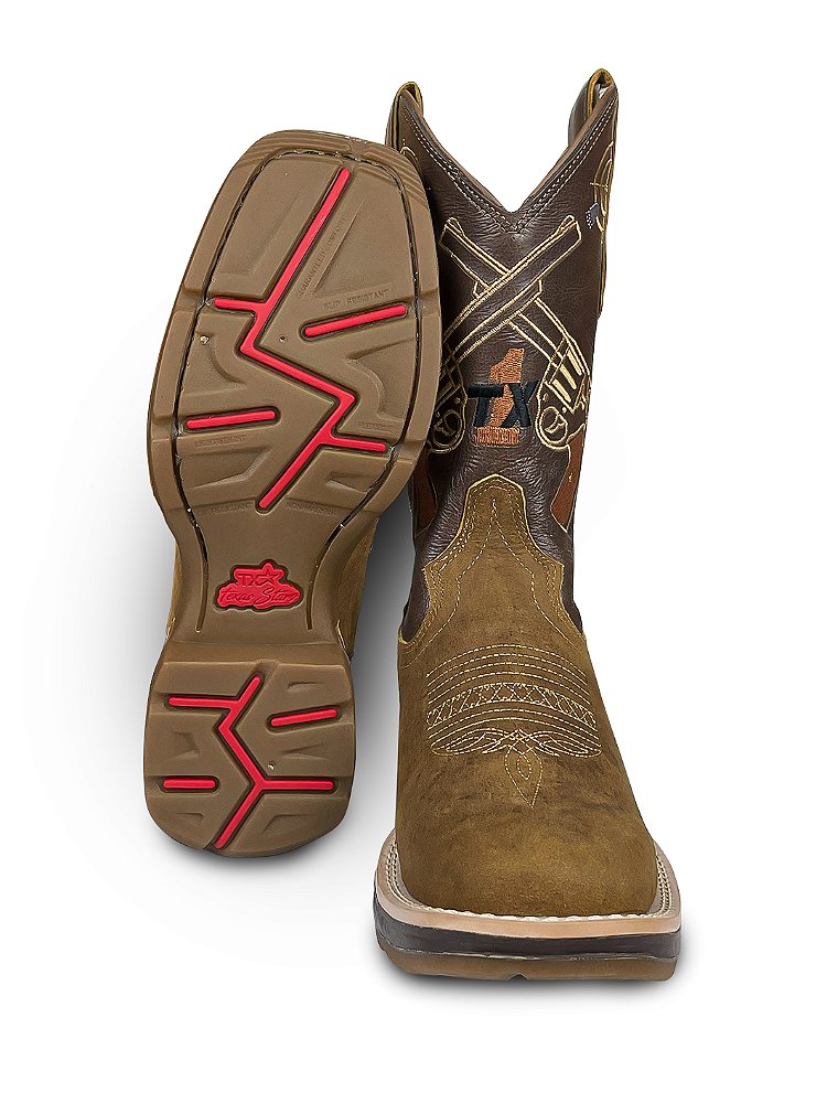 Bota Bico Quadrado Solado Jump Masculina Couro Texana Agro