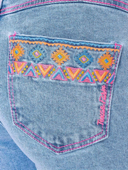 Calça Jeans Feminina Bordada Country Intuition Texas Farm