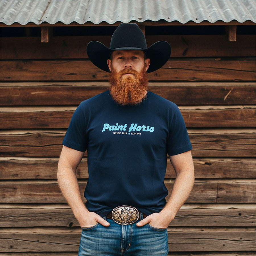 Camiseta Masculina Azul Marinho Manga Curta Country Algodão