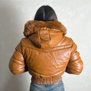 Jaqueta Feminina Cropped Curta Puffer Bobojaco Frio Marrom