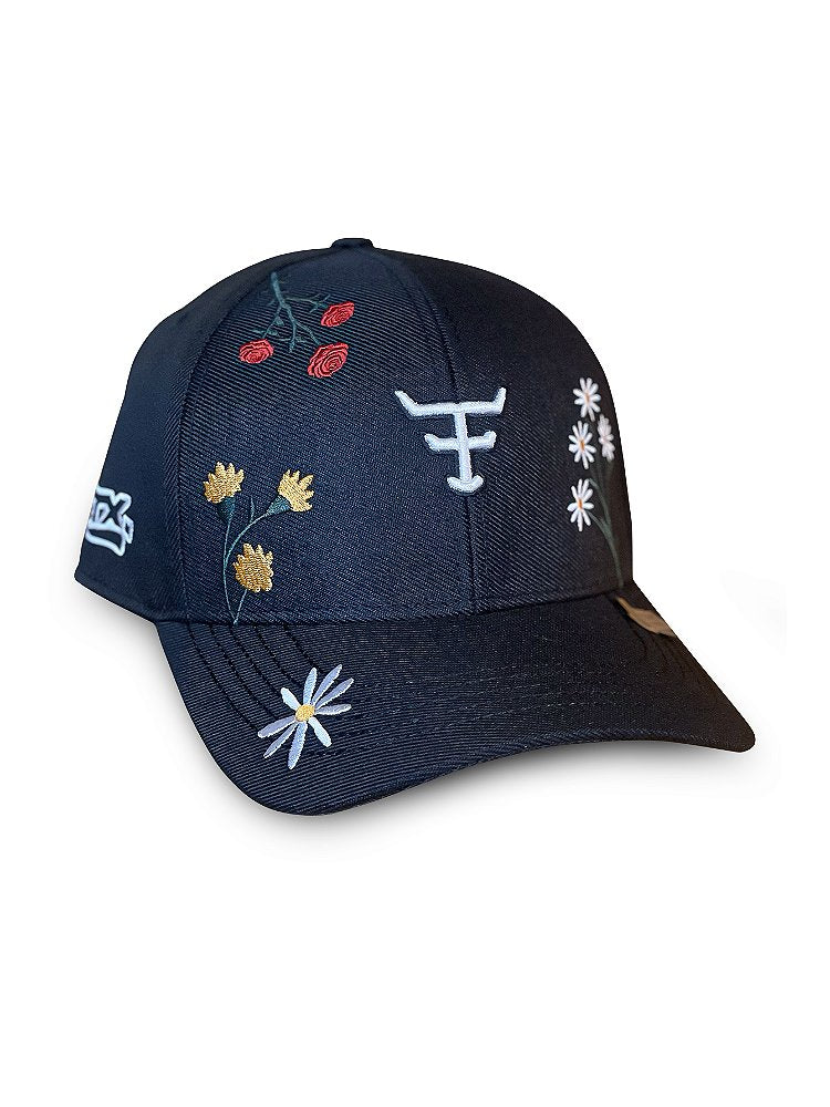 Boné Country Feminino Original Aba Torta Florido Texas Farm