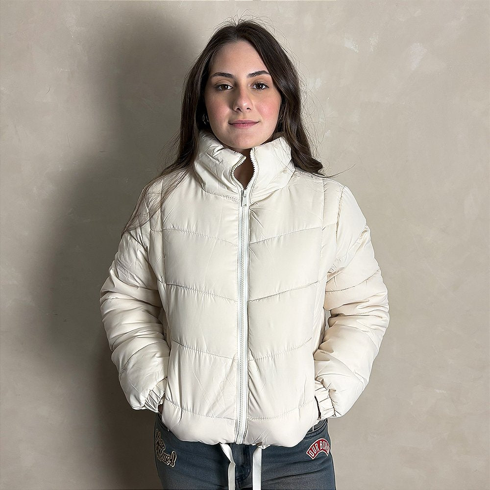 Jaqueta Feminina Puffer Blusa Frio Inverno Bobojaco Branco