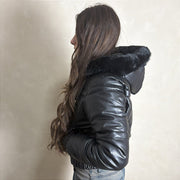 Jaqueta Feminina Cropped Curta Puffer Bobojaco Frio Preto