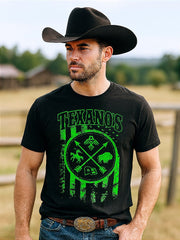 Camiseta Country Preta Texanos Cowboy Manga Curta Tx
