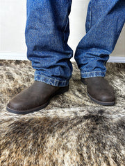 Botina Masculina Country Bico Redondo Couro Genuíno Zebu Gel