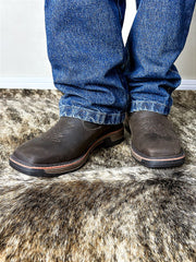 Botina Masculina Cano Curto Couro Zebu Work Bico Quadrado