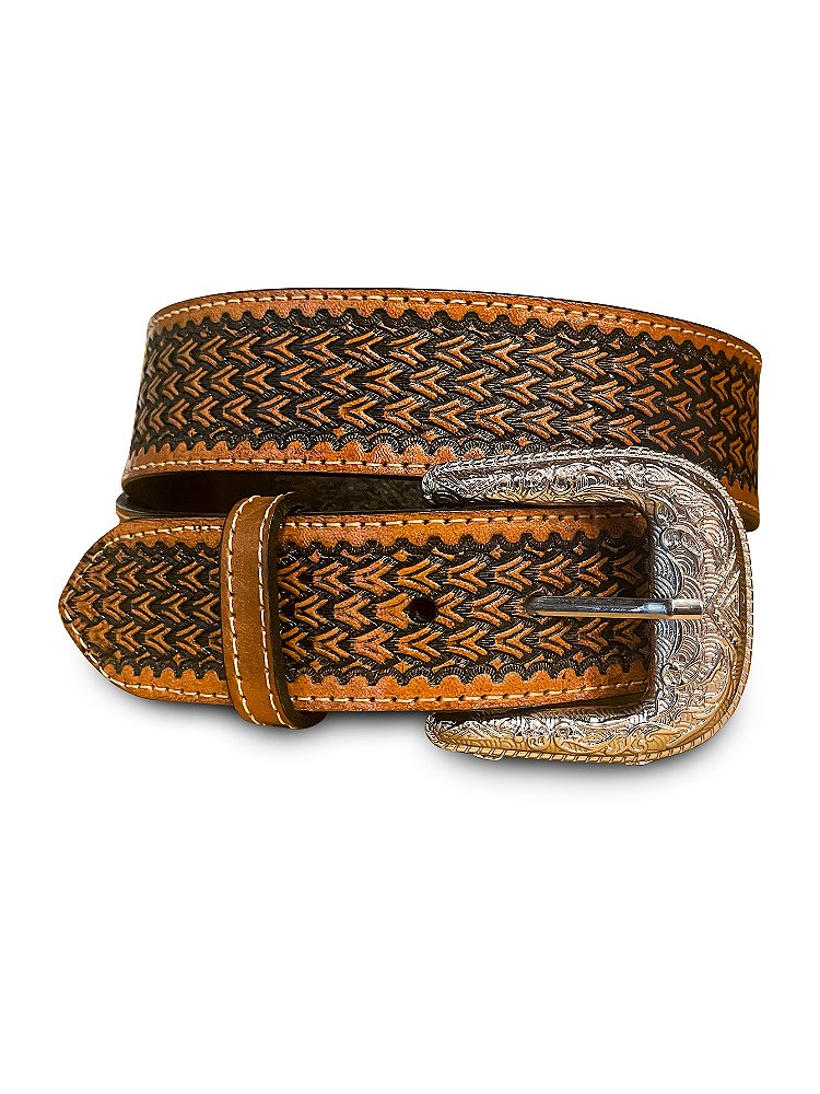 Cinto Country Cowboy Texano Marrom Claro Escuro Escamado Top