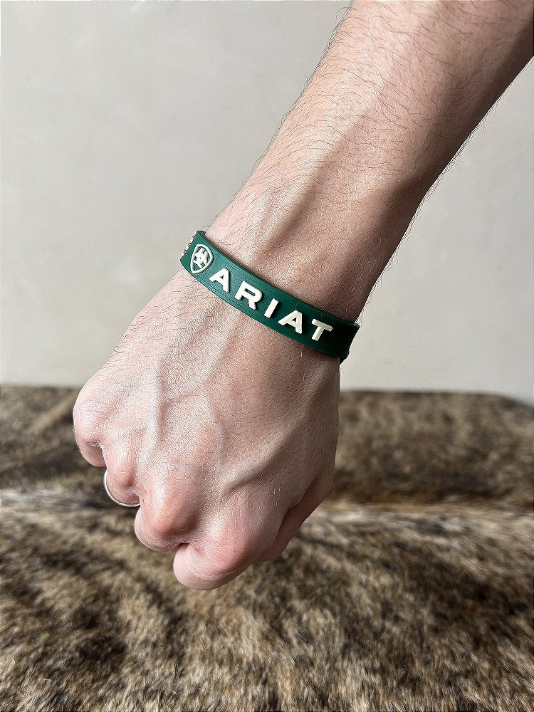 Pulseira Country Silicone Ariat Verde Western Rodeio Cowboy