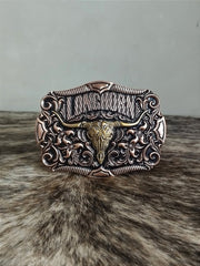 Fivela Long Horn Bronze Master Cowboy Country Estilo Western