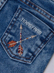 Calça Jeans Menina Infantil Bordada Flare Rodeio Texas Farm