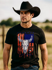 Camiseta Country Preta Texanos Cowboy Manga Curta Vaquejada
