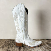Bota Country Montaria Feminina Couro Cano Longo Zíper Texana