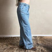Calça Jeans Feminina Wide Leg Luna Larga Lisa Cintura Alta