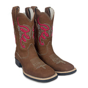 Bota Feminina Texana Bico Quadrado Solado Borracha Rodeio