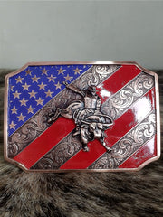 Fivela Bull Rider Bronze Bandeira EUA Master Country Western