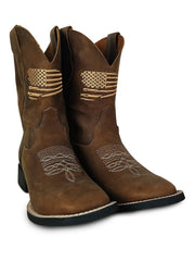 Bota Botina Texana Masculina Bico Quadrado Couro Texas Star