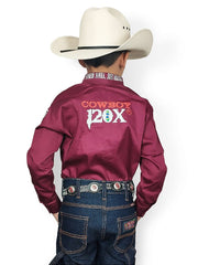 Camisa Country Infantil Bordada Manga Longa Pbr Cowboy 120x