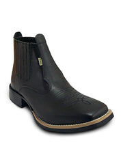 Botina Masculina Cano Curto Texana Couro Bico Quadrado Top