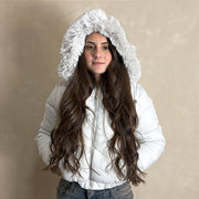 Jaqueta Feminina Puffer Estilosa Manga Removível Top Branco