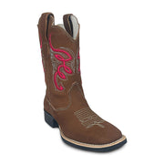 Bota Feminina Texana Bico Quadrado Couro Legítimo Rodeio
