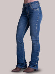 Calça Jeans Feminina Texas Farm Bordada Tradicional Flare