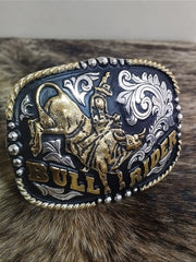 Fivela Cowboy Country Master Western BullRider Preta Dourada