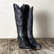 Bota Country Montaria Feminina Couro Cano Longo Zíper Texana