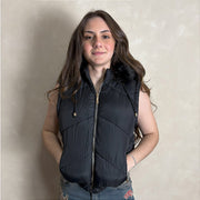 Jaqueta Feminina Puffer Nylon Manga Removível Bomber Preto