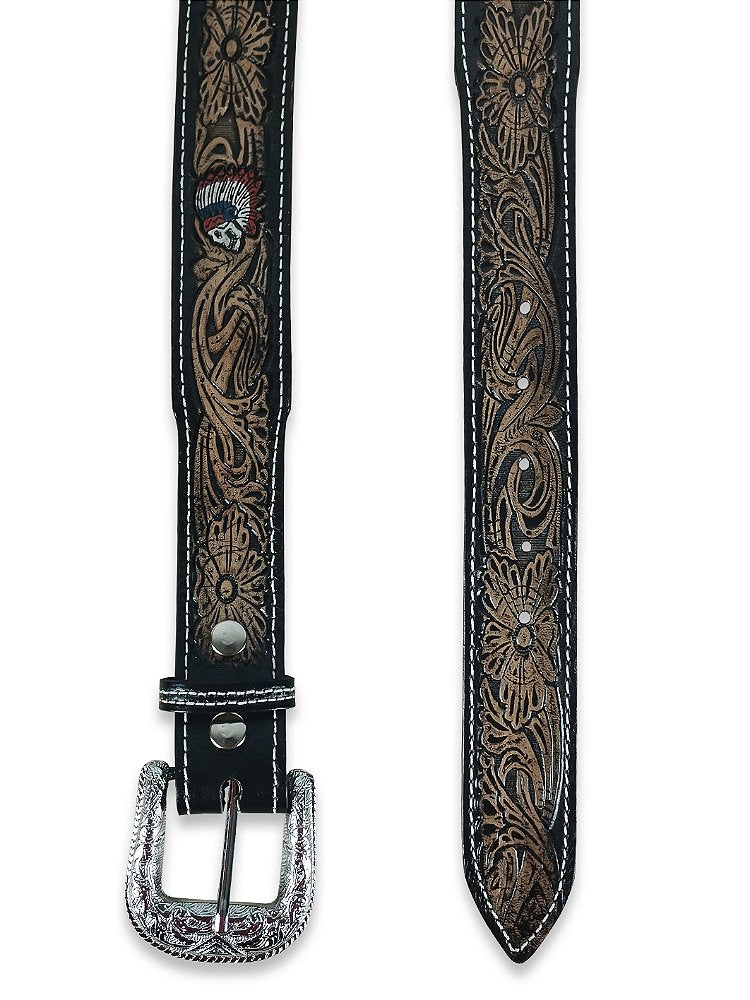 Cinto Country Americado Texano Western Preto Marrom Caveira