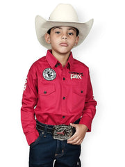 Camisa Country Infantil Bordada Manga Longa Pbr Cowboy 120x