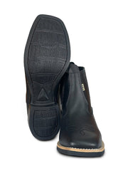 Botina Masculina Cano Curto Texana Couro Bico Quadrado Top