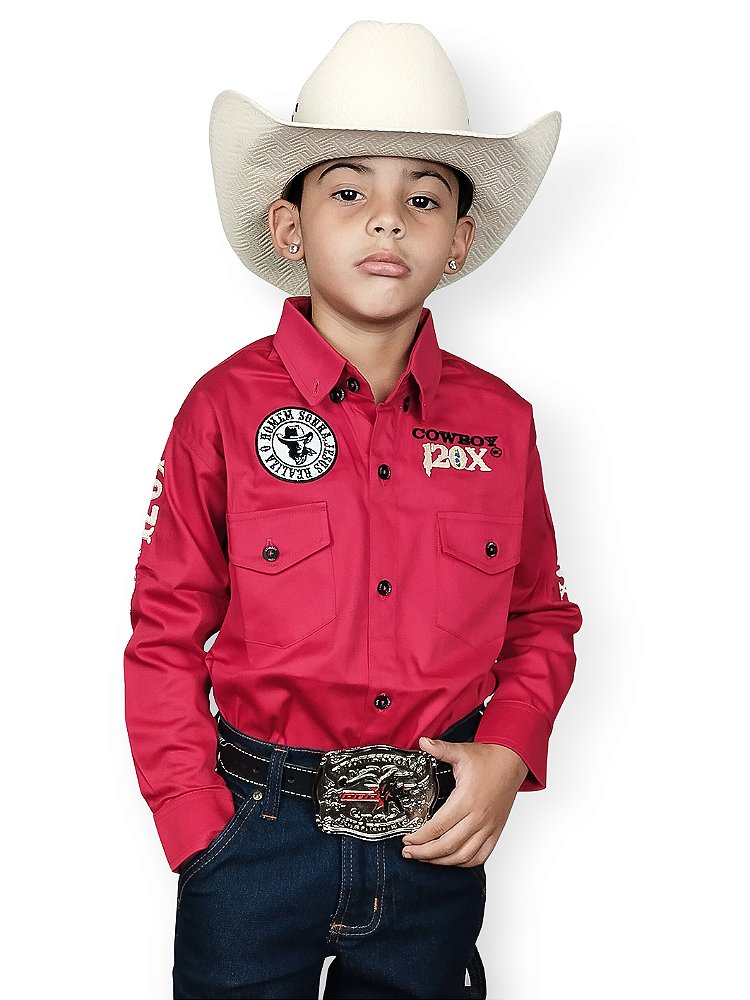 Camisão Country Infantil Vaquejada Rodeio Peão Cowboy 120x