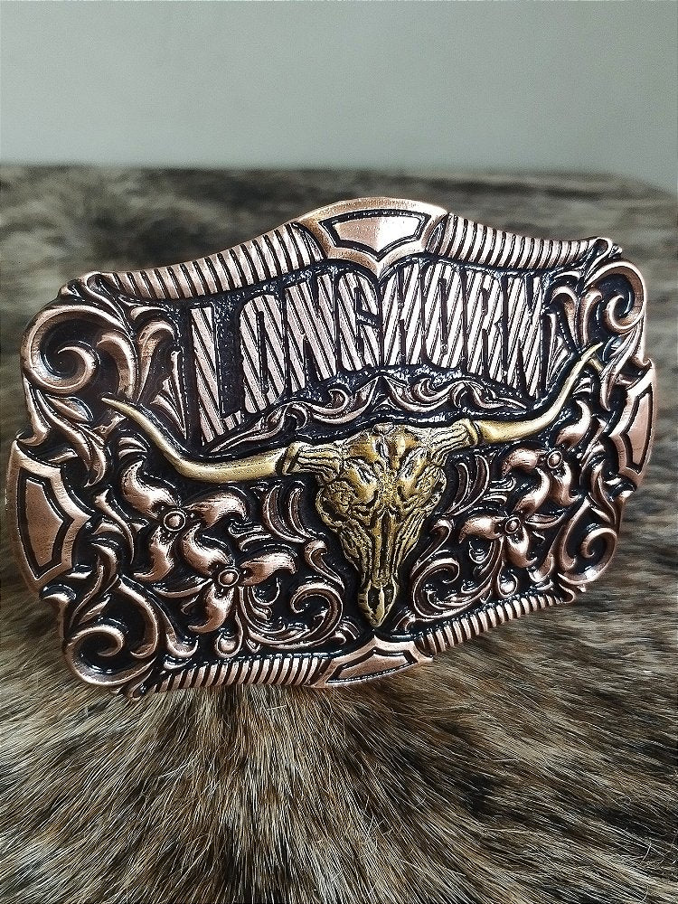Fivela Long Horn Bronze Master Cowboy Country Estilo Western