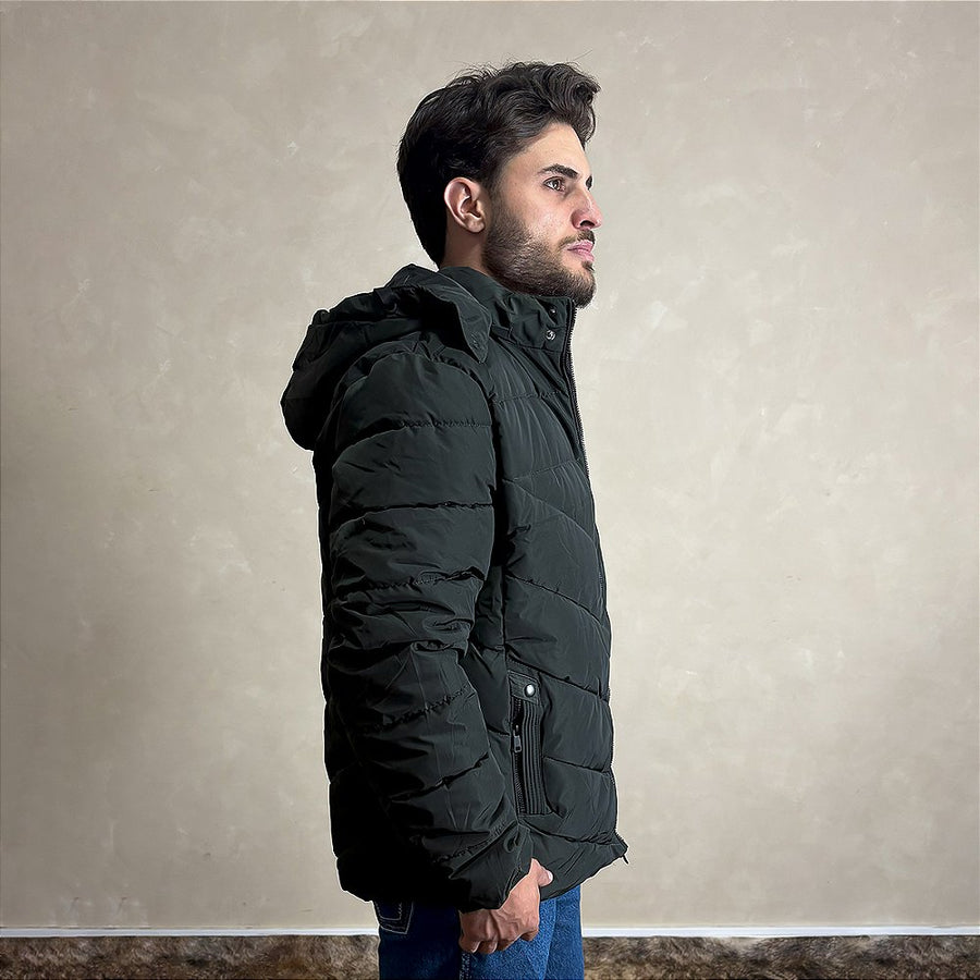 Jaqueta Masculina Puffer Blusa De Frio Com Capuz Verde