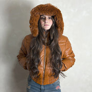 Jaqueta Feminina Cropped Curta Puffer Bobojaco Frio Marrom