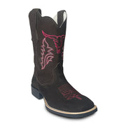 Bota Feminina Texana Bico Quadrado Solado Borracha Rodeio
