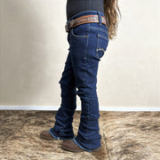 Calça Jeans Infantil Feminina Menina Bordada Country Flare